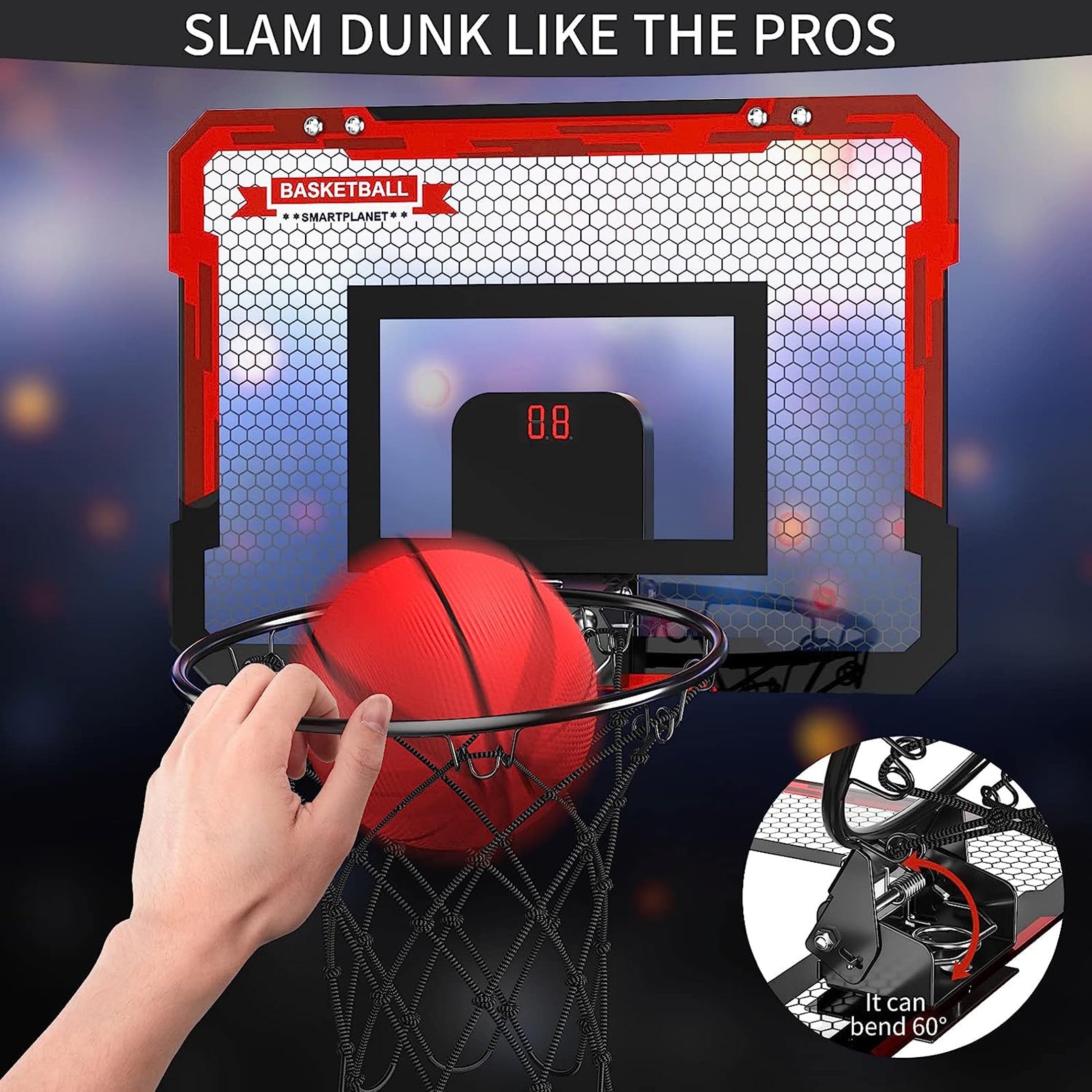 Kids' Electronic Scoreboard Basketball Stand Set with 2 Balls