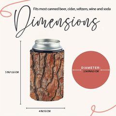 Tree Bark Texture Print Neoprene Can Cooler Lid Insulated 12oz Standard Can