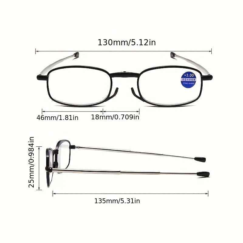 Foldable Anti Light Reading Glasses With Case