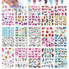 30 Sheets Butterfly Nail Art Stickers - Flower Patterns Manicure Tips