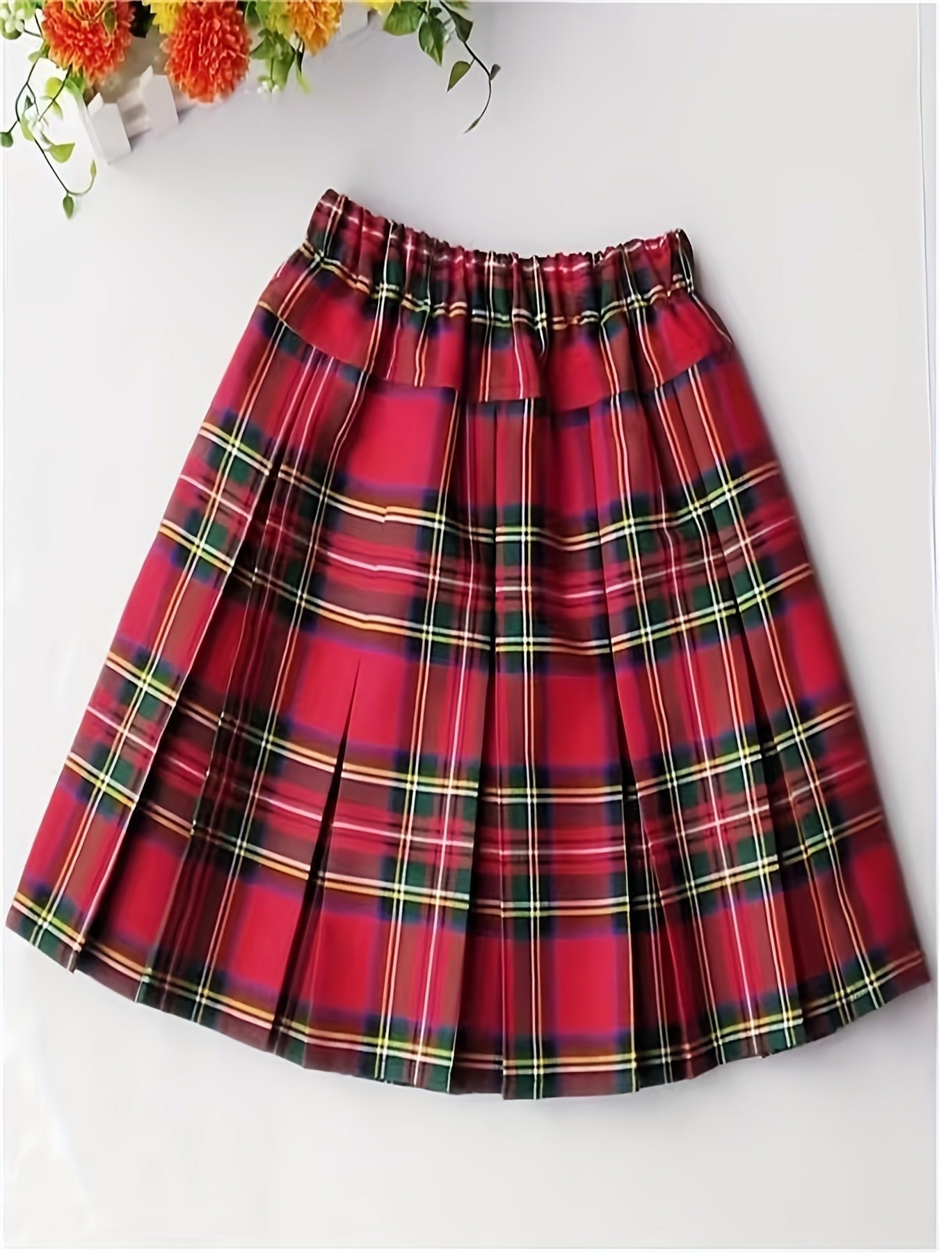 Girls Pleated Plaid Skirt School Uniform Short Skirt