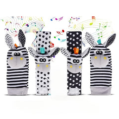 Baby Cartoon Animal Wrist Bell Rattle Socks Set Plush Stuffed Toys