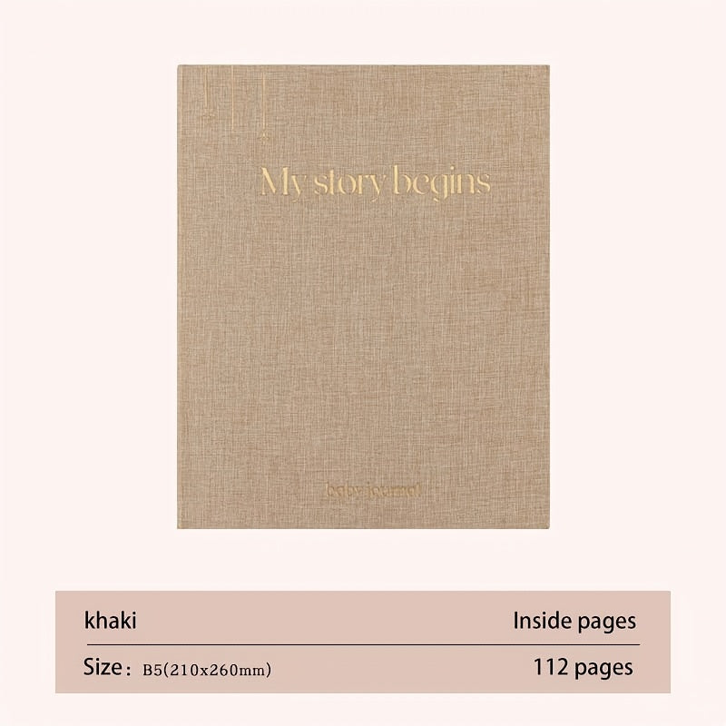 My Story Begins Journal B5 Size Educational Keepsake in Khaki Grey Yellow