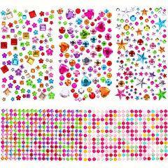 5 Sheets Face Gem Stickers Rhinestones for Crafts Self Adhesive Jewels