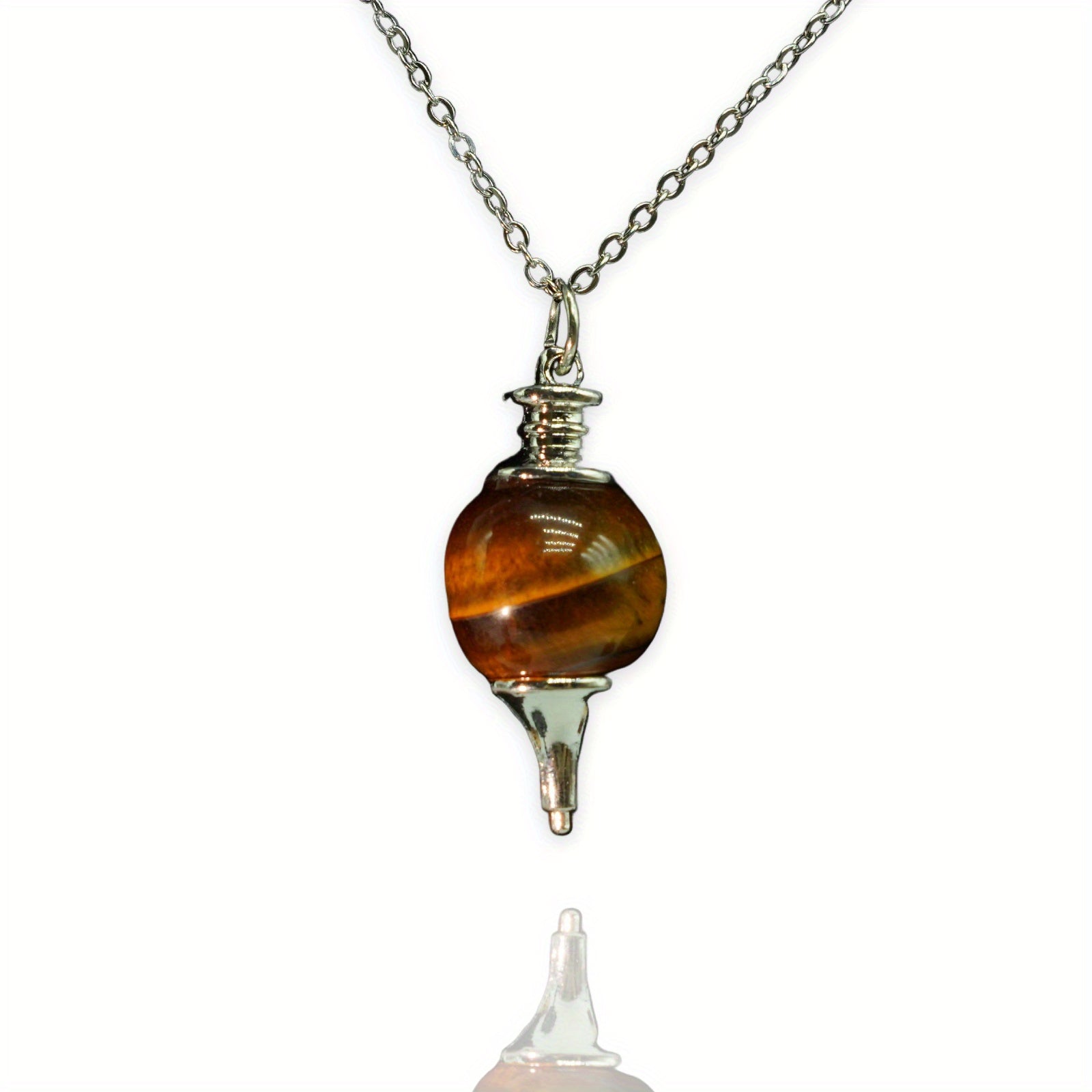 Soul Pendulum Roundness Healing Crystal Necklace Wire Wrapped