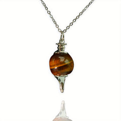 Soul Pendulum Roundness Healing Crystal Necklace Wire Wrapped