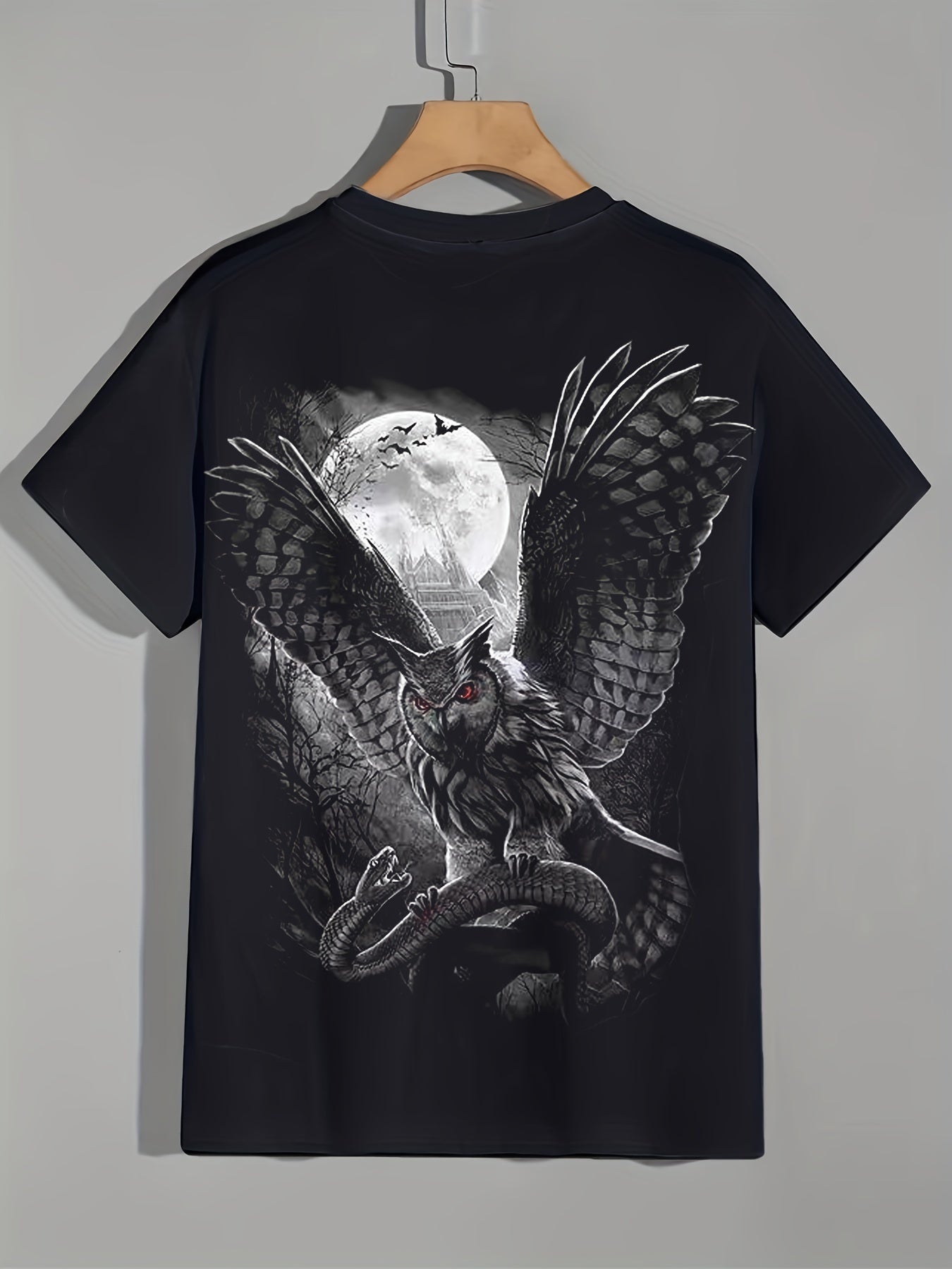 Owl & Snake 3D Print Men's Short Sleeve T-shirt Graphic Tee