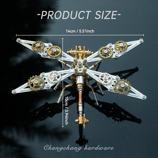 Steam punk Mechanical Insect Golden Dragonfly