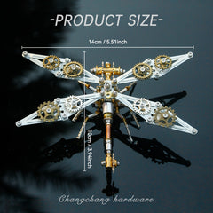 Steam punk Mechanical Insect Golden Dragonfly