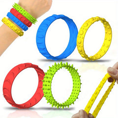4pcs Silicone Decompression Toy Bracelets in Yellow, Green, Red