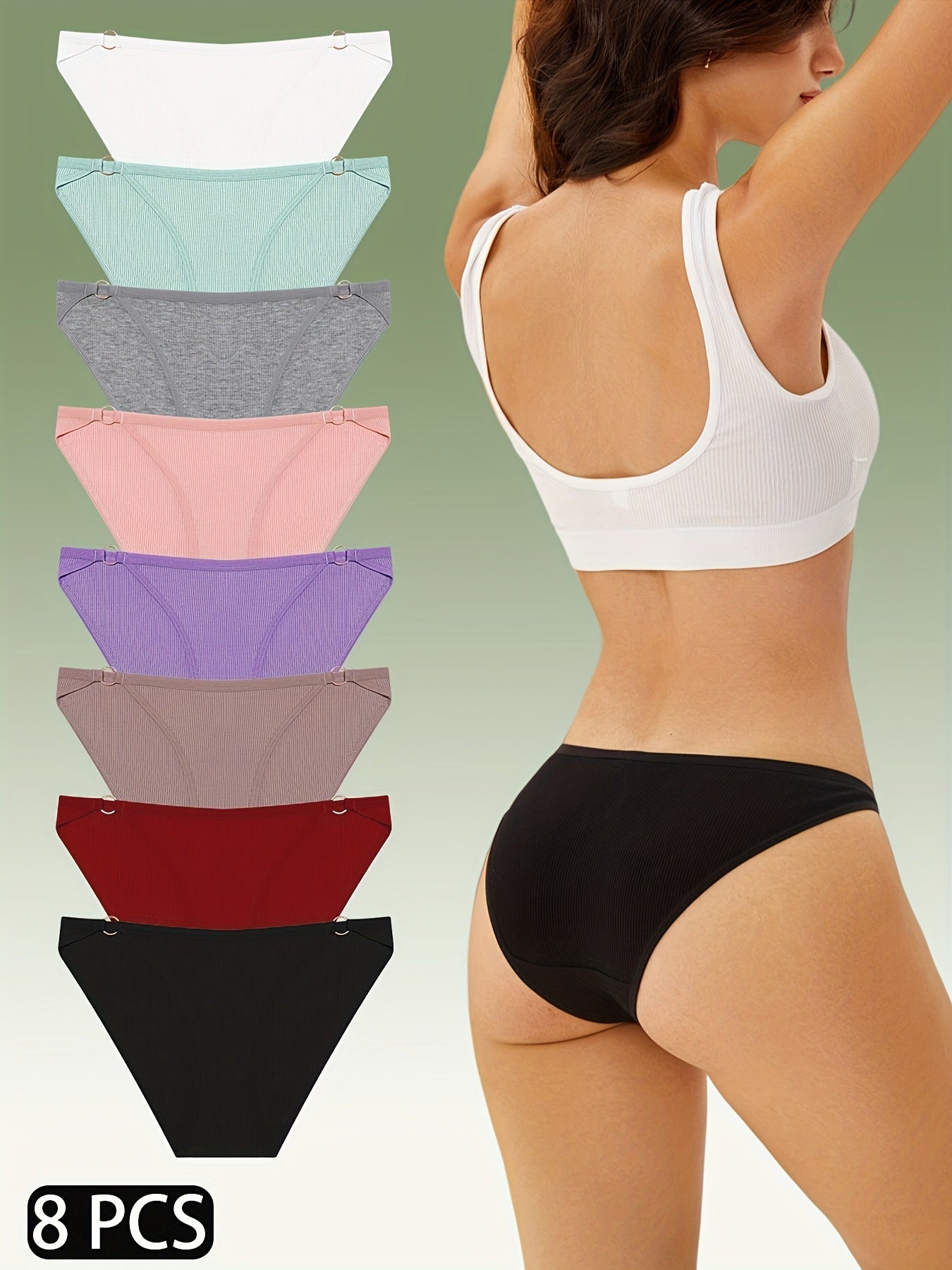 8pcs Ring Linked Briefs Women's Lingerie Underwear