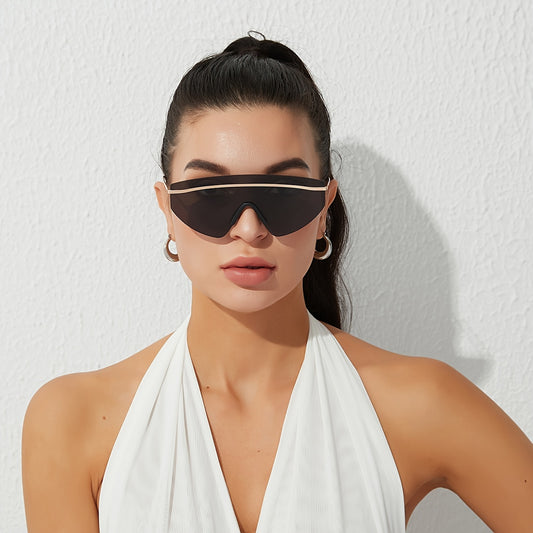 Y2K Rimless Sunglasses Gradient Lens Metal Temple Glasses