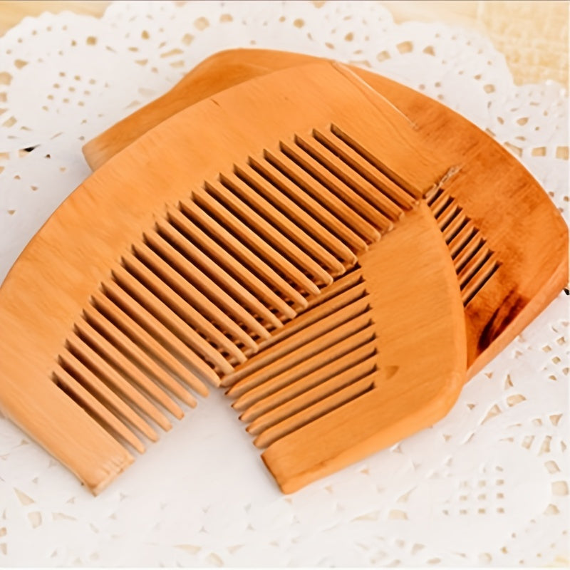 Natural Peach Wooden Comb Engraved Healthy Massage Anti Static Hair Care Tool