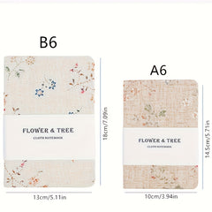 Floral Tree Print Linen Hardcover Notebook College Ruled Journal