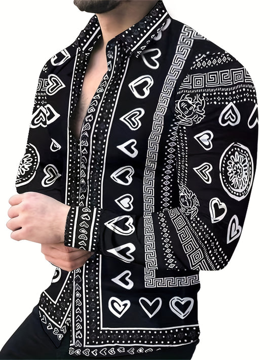 Men's Paisley Printed Casual Long Sleeve Shirt