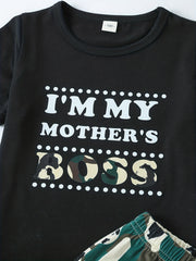 Boys Teen Casual T Shirt & Camouflage Shorts Set for Summer