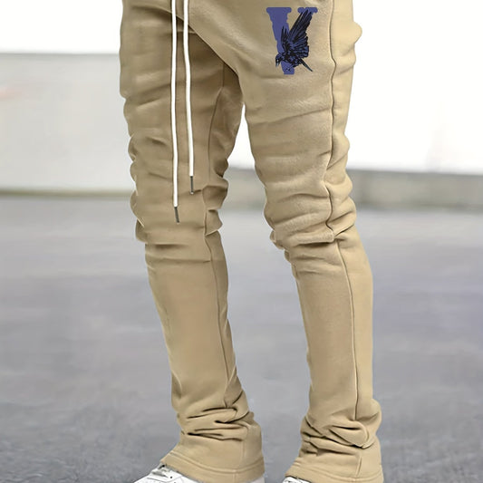Eagle Pattern Stretch Hip Hop Joggers Men's Casual Flared Trousers