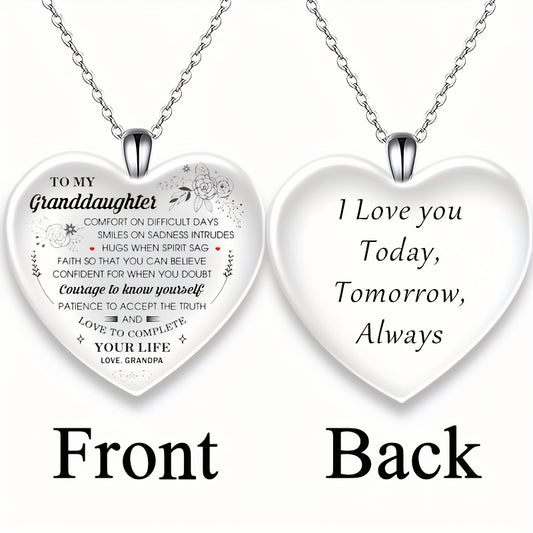 Heart Shaped Crystal Pendant Necklace Gift for Granddaughter