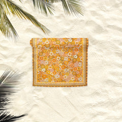 Yellow Flower Pattern Fiber Beach Towel Lightweight Pool Towel