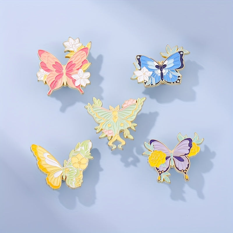 Butterfly Enamel Pin Flower Floral Plant Insect Animal Wings Brooch Women