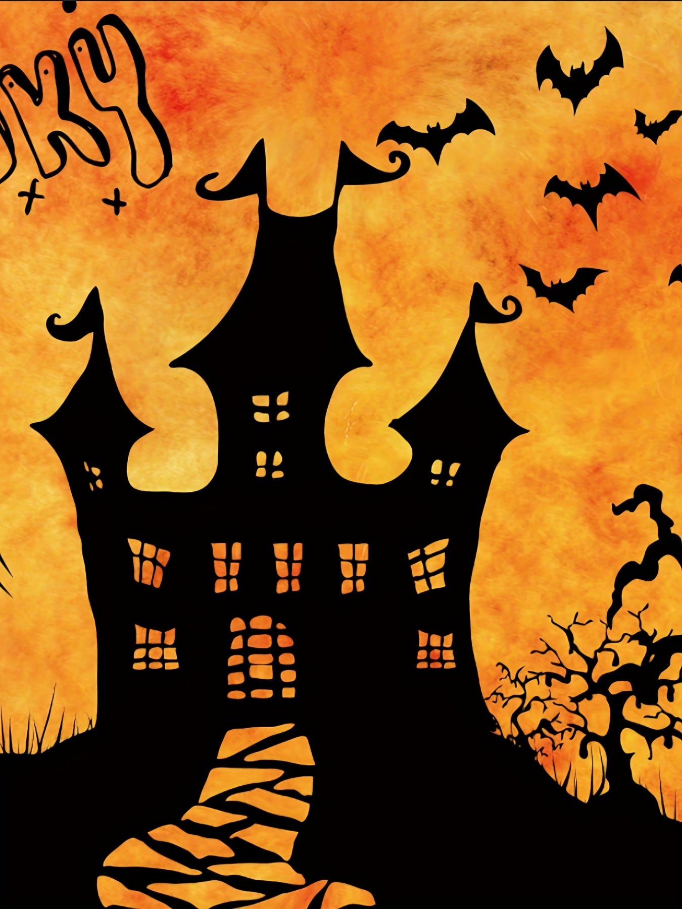 3D Printed Halloween Castle Long-sleeved T-shirt for Kids