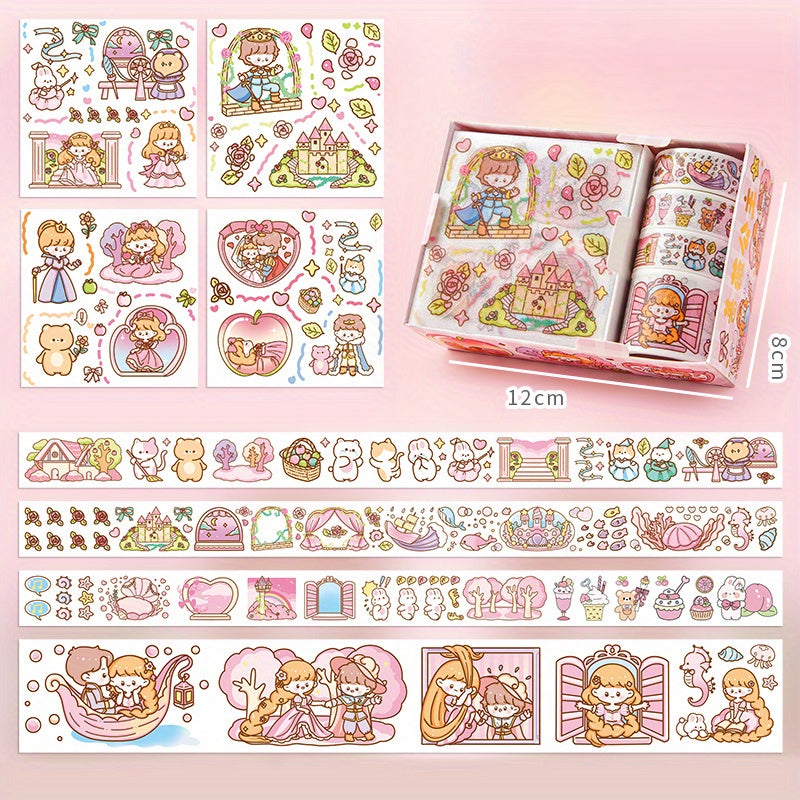 8pcs Japanese Cartoon Tape Sticker Set DIY Craft Decorative Material