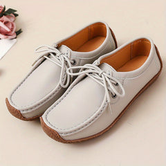 Women's Lace Up Loafers Square Toe Flats