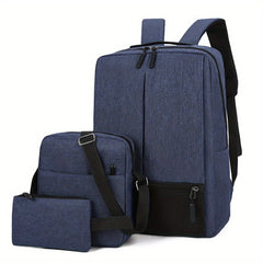 3pcs Men's Backpack Crossbody Bag Set With USB Charging Port