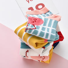 5 Pairs Flamingo Print Short Socks Women's Stocking