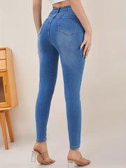  Women's Butterfly Star Print High Stretch Skinny Jeans