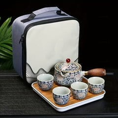 Portable Tea Set: Pot & 4 Cups with Bag