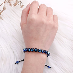 Evil Eye Bead Bracelet Hand Woven Adjustable Drawstring Bracelet