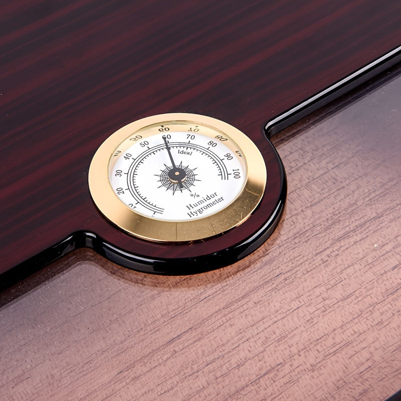 Wooden Storage Box With Hygrometer & Divider For 25pcs Protective Storage