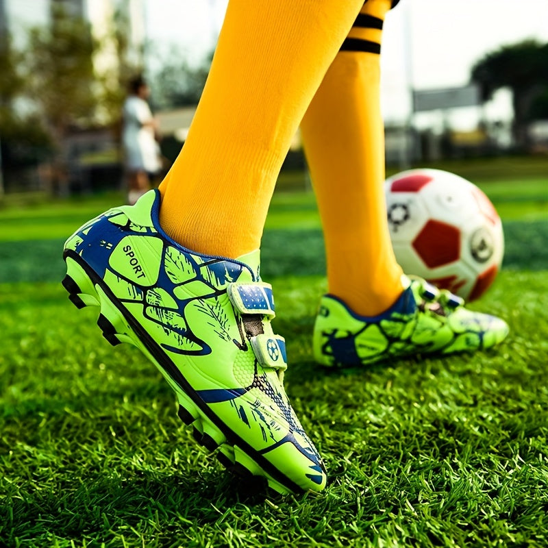 Boys Anti Skid Soccer Cleats Hook Loop Fastener Breathable Colorful
