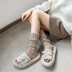 Solid Knitted Leg Warmers Warm All match Socks Women's Stockings & Hosiery