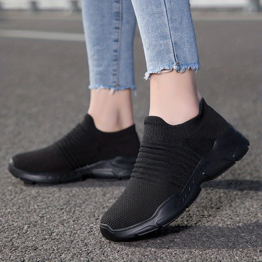 Women's Breathable Knit Sneakers Casual Slip On Outdoor Shoes Lightweight