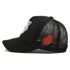 Unisex Sunshade Mesh Baseball Cap Tiger Embroidery