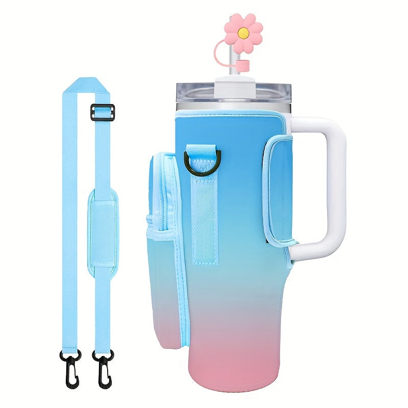 40Oz Ice Tumbler Cup Cover with Pocket and Adjustable Strap