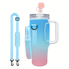 40Oz Ice Tumbler Cup Cover with Pocket and Adjustable Strap