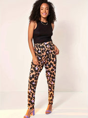  Leopard Print High Rise Trousers