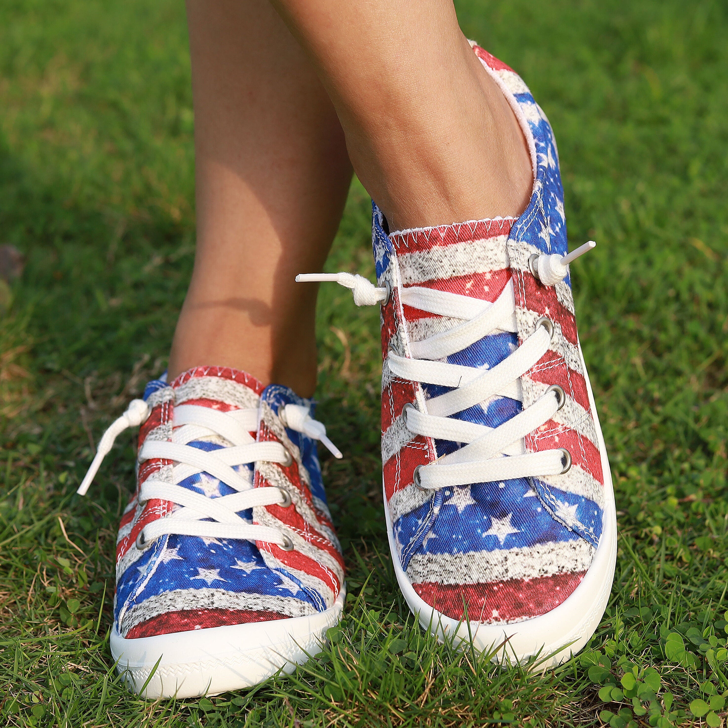 Women's Flag Pattern Canvas Shoes Low Top Flat Sneakers