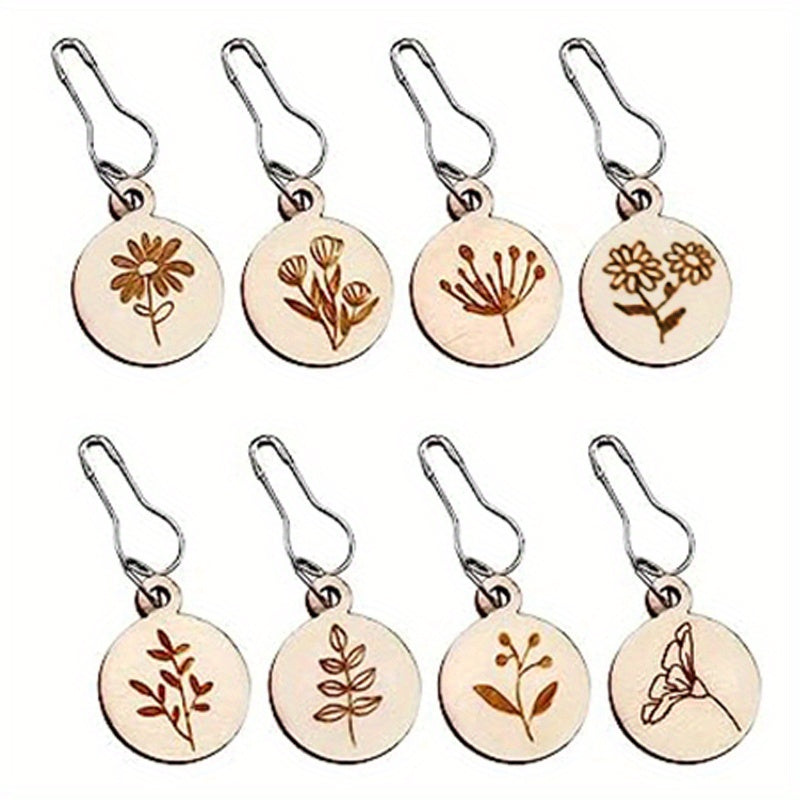 8pcs Wooden Crochet Stitch Markers with Storage Box Knitting Tools Ac