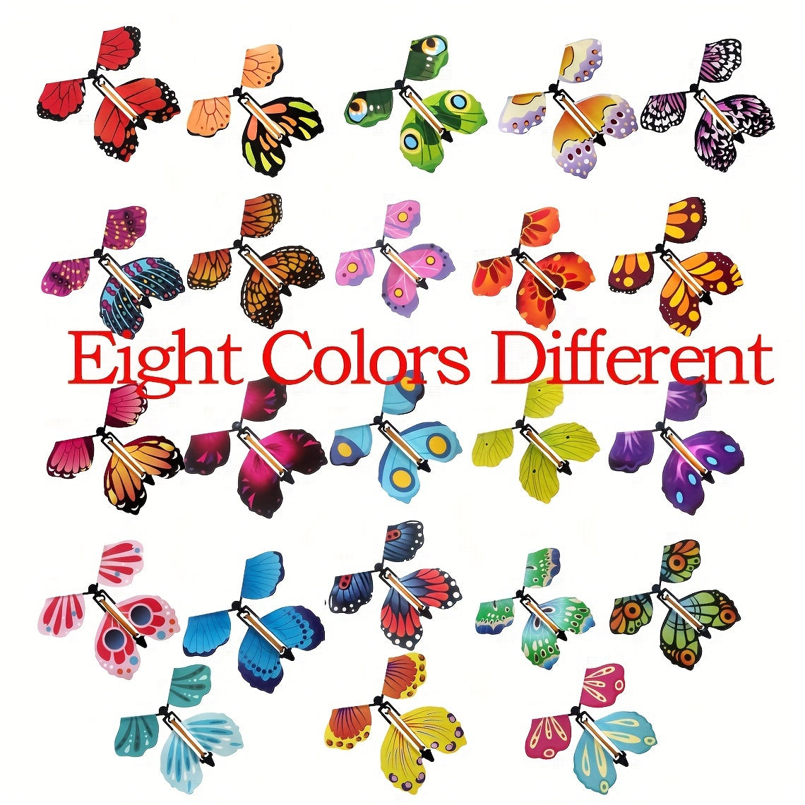 8pcs Magic Flying Butterfly Rubber Band Powered Surprise Boxes