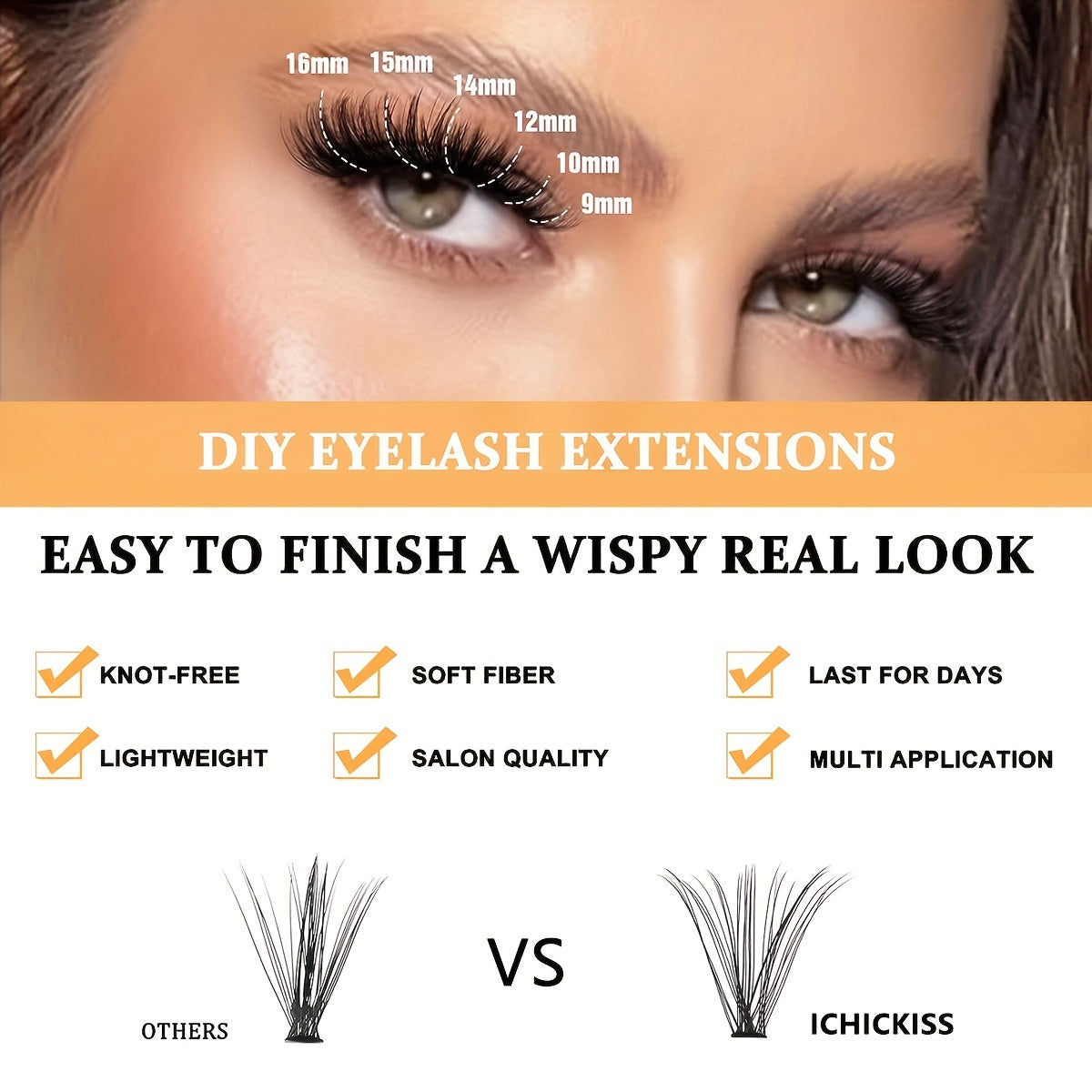 240pcs Cluster Lashes D Curling Long Individual Lashes Faux Mink False Eyelashes