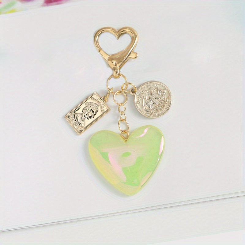 Y2K Glitter Heart Keychain Pendant Bag Accessory