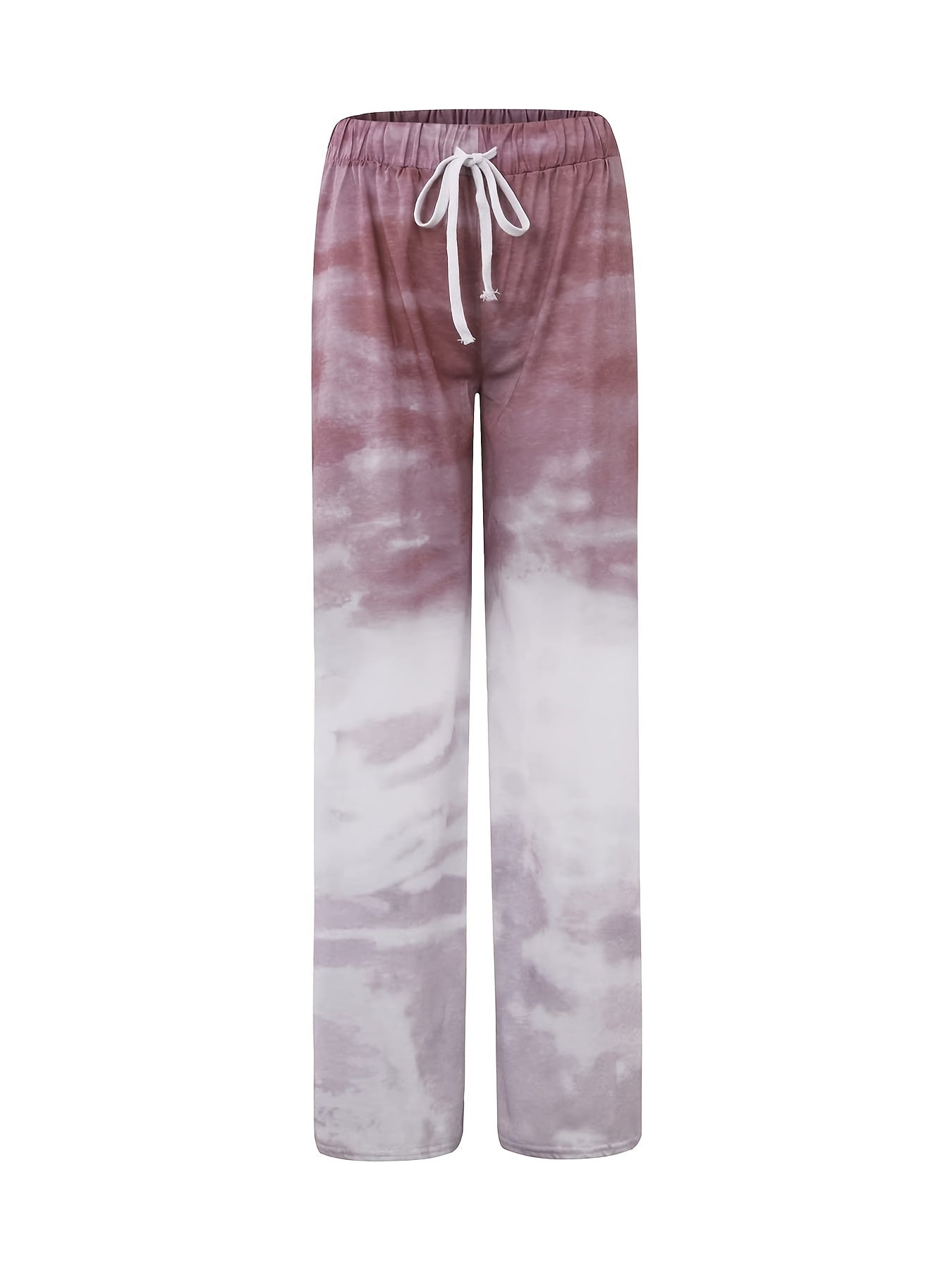  Ombre Print Drawstring Wide Leg Sweatpants