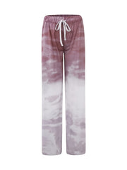 Ombre Print Drawstring Wide Leg Sweatpants