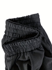  Solid High Rise Loose Fit Trousers With Pockets
