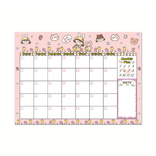 Pink Monthly Planner Calendar Tear Off Organizer For Work Study Events