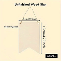 10pcs Natural Wooden Flags for DIY Crafts & Decorations with Twine